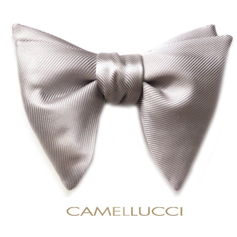 Men's Self tied Bow Tie Big Butterfly Bow tie Light Grey
